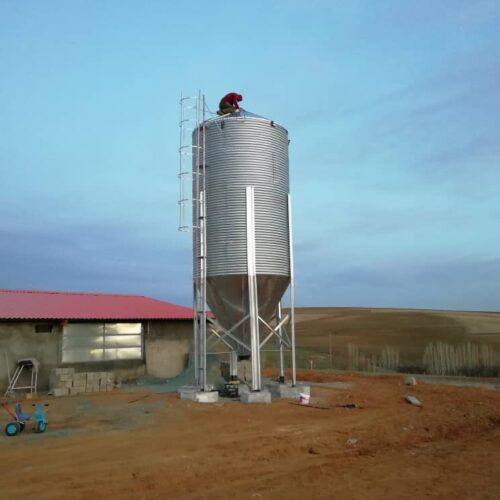 Silos of soybean meal