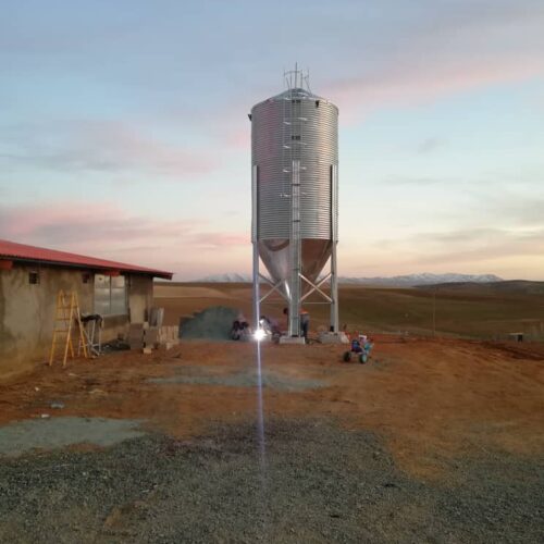 Silos of soybean meal