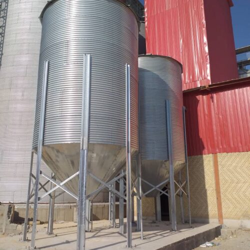 Silos of soybean meal