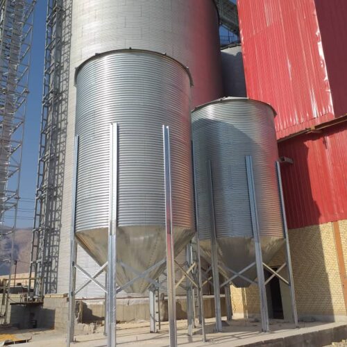 Silos of soybean meal